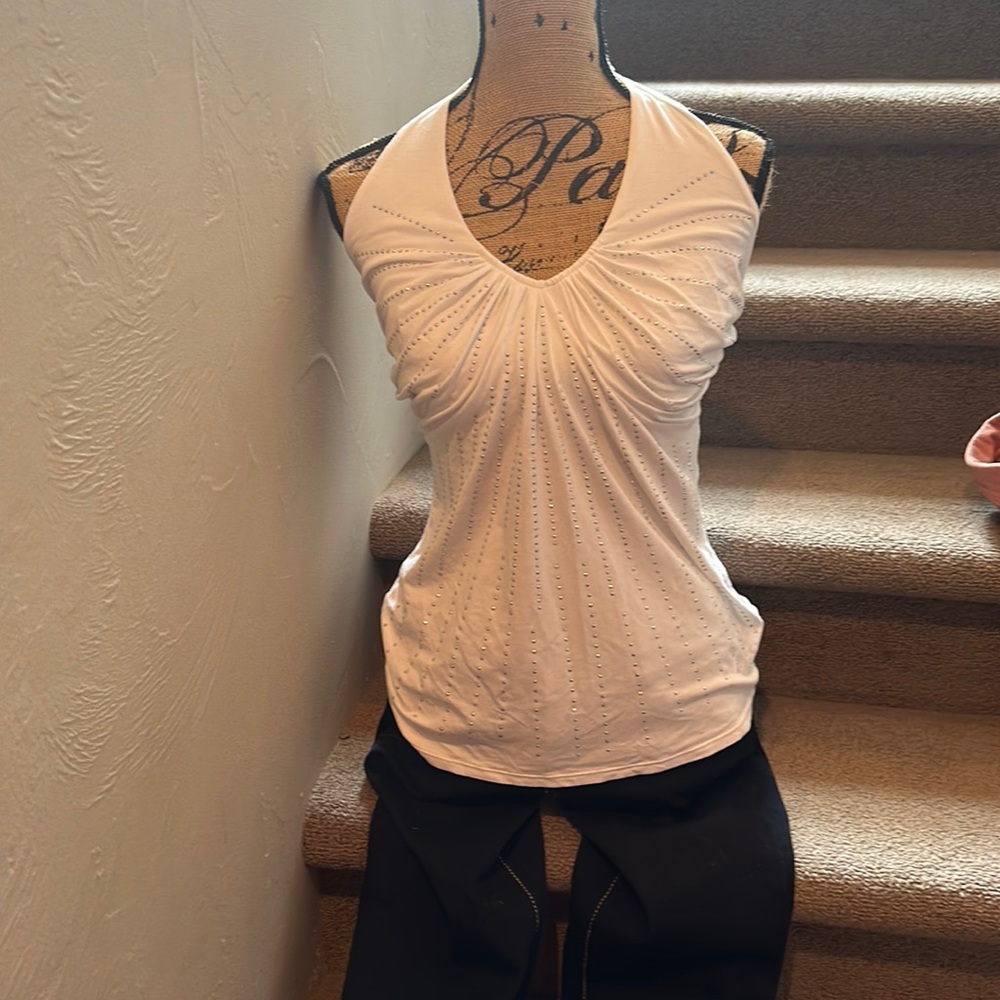 WHBM bra top halter. White size S with front silver detail.